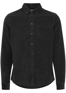 Black corduroy shirt, showing front details.