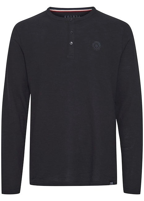 Grandad Collar Long Sleeve Tee Black