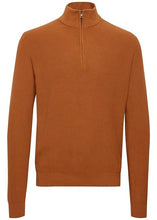 Load image into Gallery viewer, Men&#39;s Jumper in burnt orange with a half-zip neckline. Front view.
