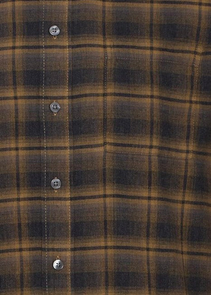 Checked shirt tan, showing close up details. 