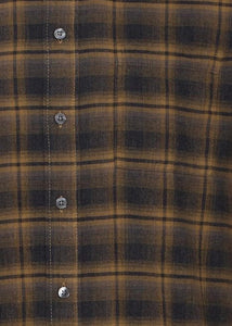 Checked shirt tan, showing close up details. 