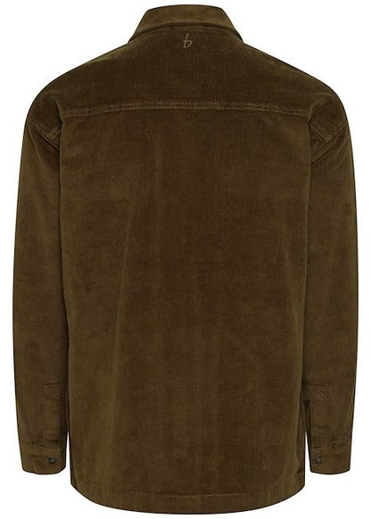 Brown corduroy jacket for men. Showing reverse details.