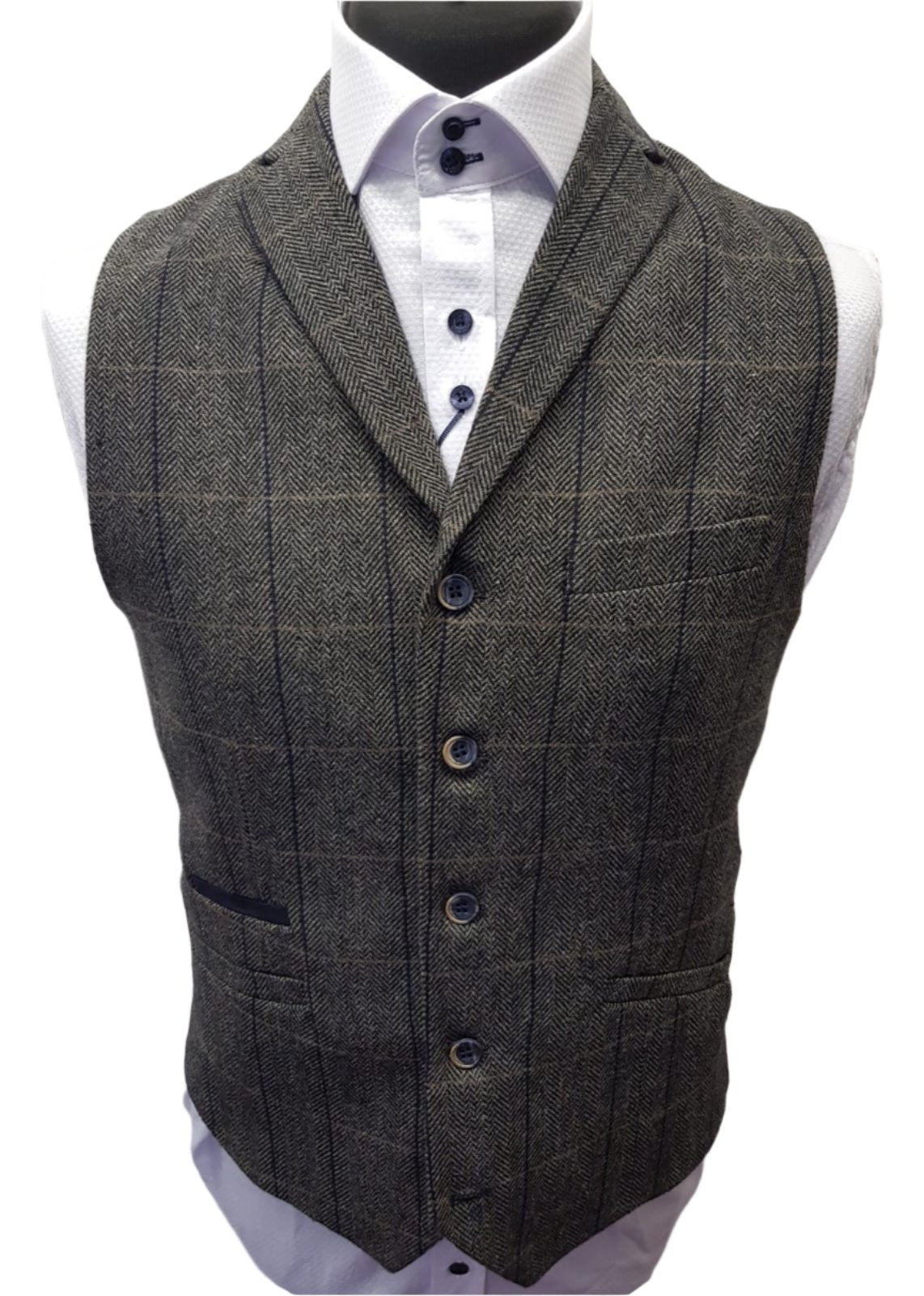 Cavani Albert Grey Tweed Waistcoat