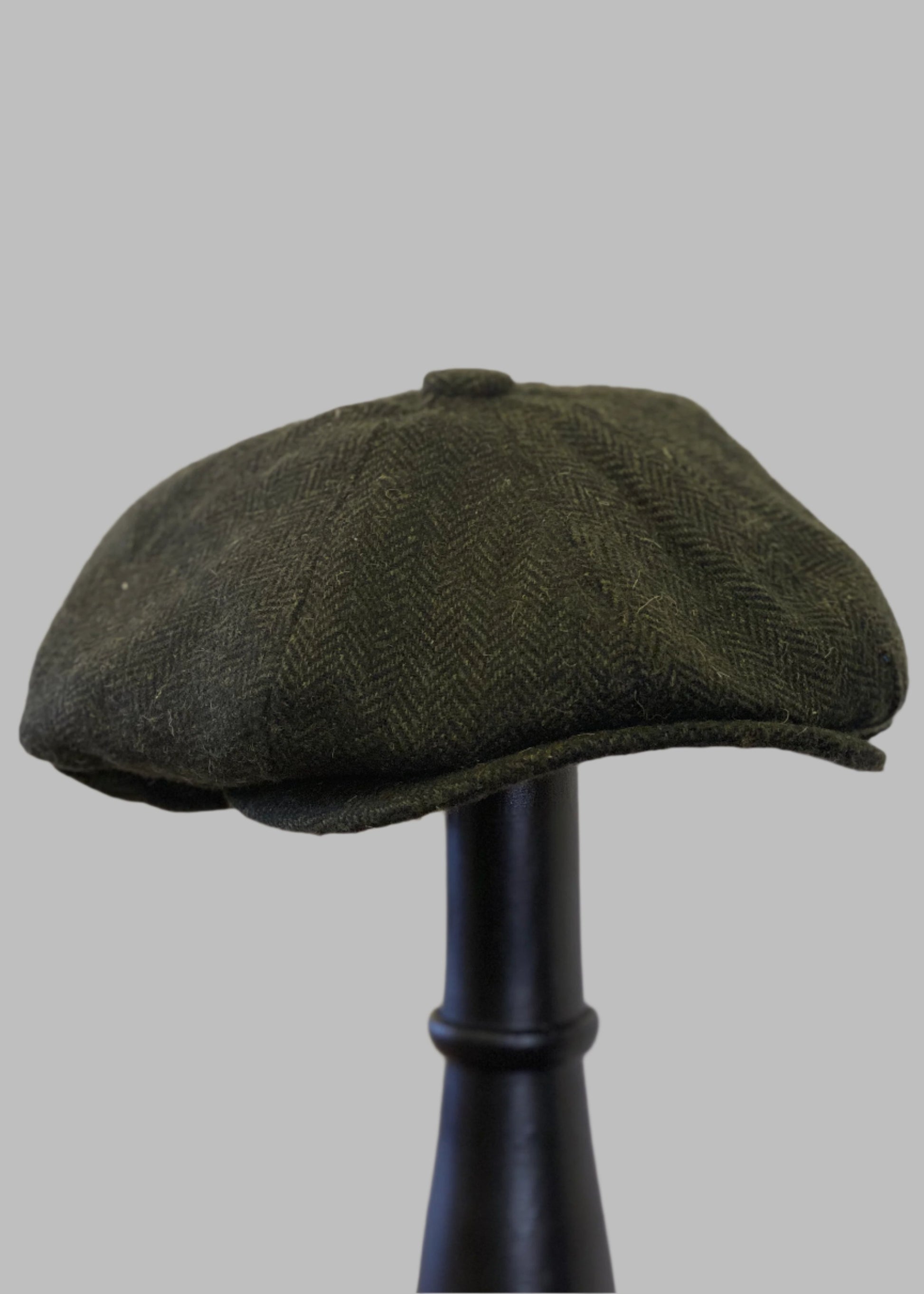 Dark Green Herringbone Baker Boy Cap for men's. Fashion inspired by Peaky Blinders and David Beckham