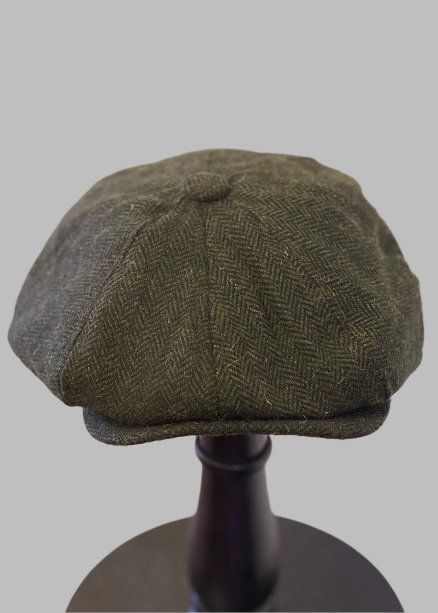 Dark Green Herringbone Baker Boy Cap for men's. Fashion inspired by Peaky Blinders and David Beckham