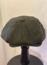 Load image into Gallery viewer, Dark Green Herringbone Baker Boy Cap for men&#39;s. Fashion inspired by Peaky Blinders and David Beckham
