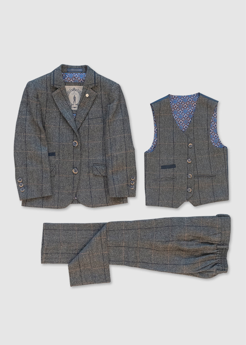 Cavani Albert Grey Boy's 3-Piece Suit