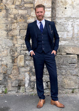 Load image into Gallery viewer, Cavani Caridi Navy Checked Suit Trousers
