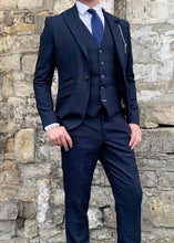 Load image into Gallery viewer, Cavani Caridi Navy Checked Suit Jacket
