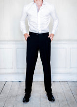 Load image into Gallery viewer, Cavani Marco Black Trousers worn with a crisp white shirt
