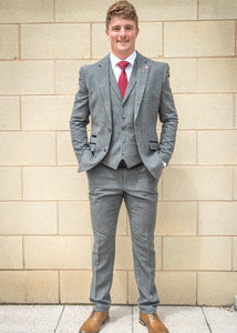 Cavani Martez Grey Tweed Herringbone Suit Trousers
