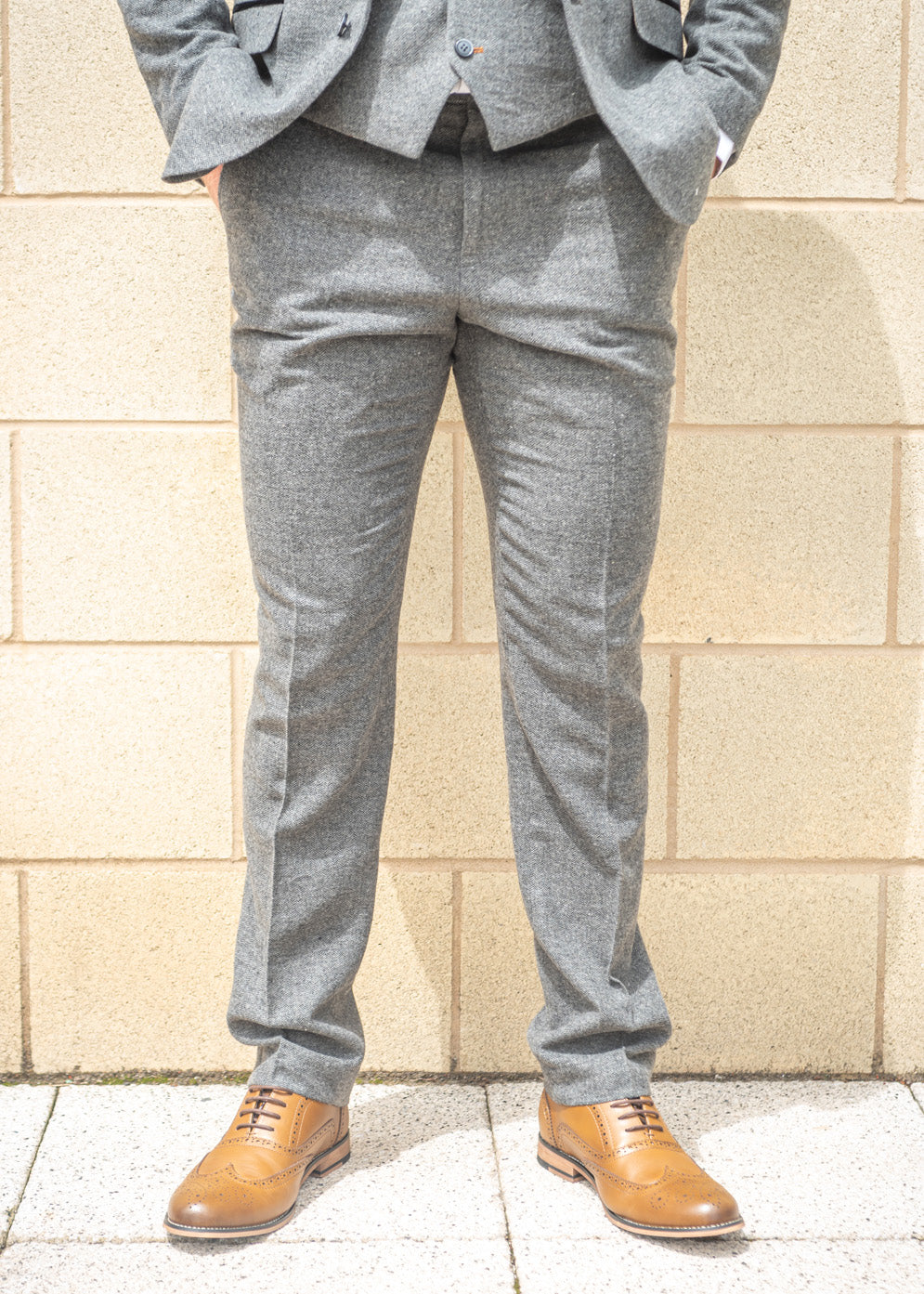 Cavani Martez Grey Herringbone Tweed Trousers