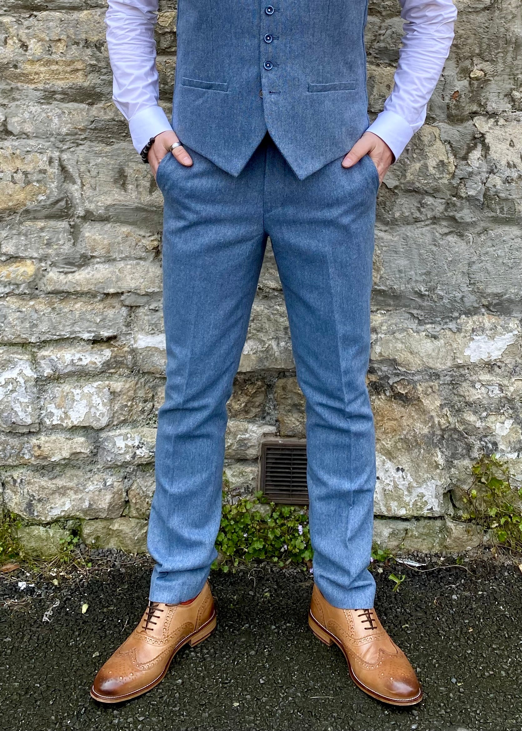 Cavani Wells Blue Tweed Trousers