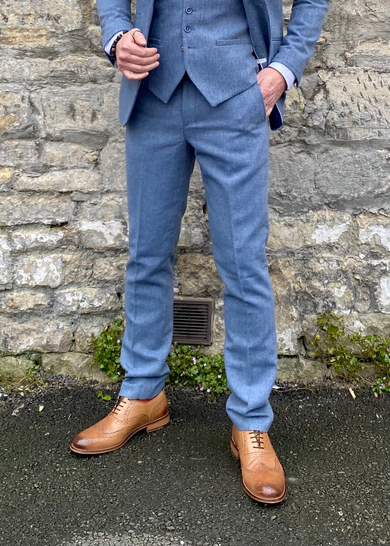 Cavani Wells Blue Tweed Trousers