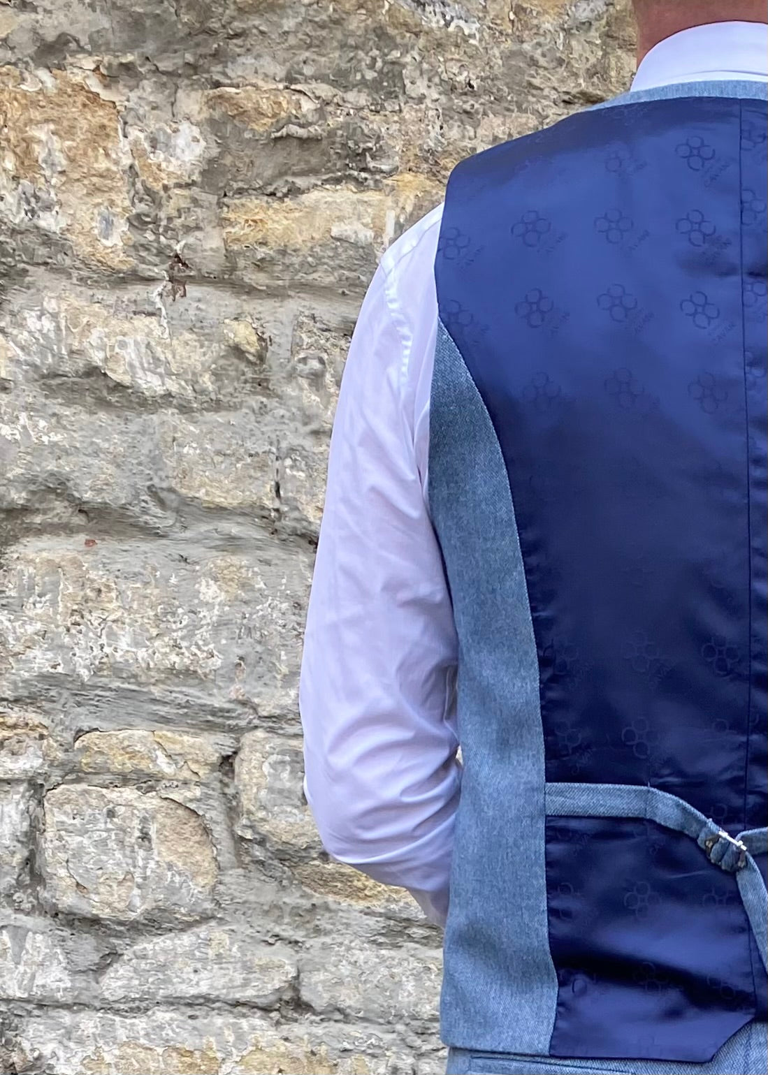 Cavani Wells Blue Tweed Waistcoat Back