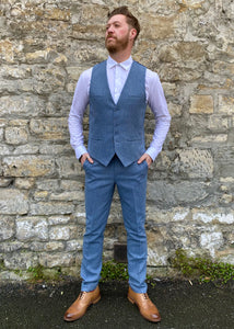 Cavani Wells Blue Tweed Waistcoat & Trousers