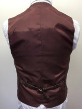 Load image into Gallery viewer, The reverse of a Cavani Carly Wine Tweed Wasitcoat with a white shirt
