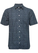 Load image into Gallery viewer, Short-Sleeve Shirt Navy Dotted Circle Pattern
