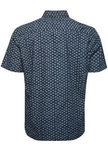 Short-Sleeve Shirt Navy Dotted Circle Pattern