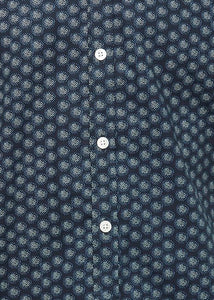 Short-Sleeve Shirt Navy Dotted Circle Pattern