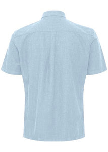 Short-Sleeve Cotton Shirt Pale Blue