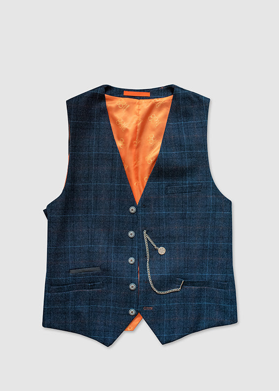 Cavani Cody Navy Tweed Waistcoat