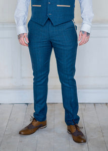 Marc Darcy Dion Tweed Trousers worn with matching waistcoat brown brogues.