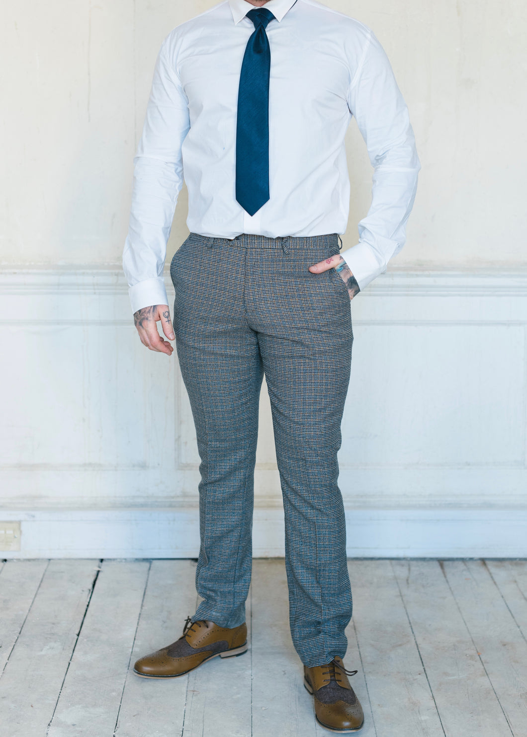 Marc Darcy Hardwick Checked Trousers. Great for business attire or a formal occasion such as a wedding