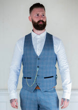 Load image into Gallery viewer, Marc Darcy Harry Tweed Waistcoat with pocket watch chain on show
