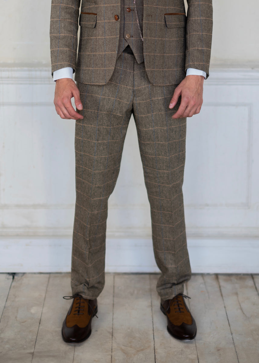 Marc Darcy Ted Tweed Trousers | Tan Suit | SUAVE OWL MENSWEAR – Suave ...