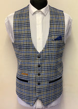 Load image into Gallery viewer, Marc Darcy Watson Blue Tweed Checked Waistcoat
