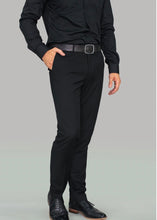 Load image into Gallery viewer, Model wearing black shirt with Cavani Marco Black Trousers.
