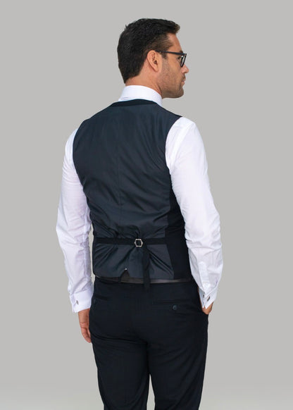 Marco waistcoat on model from the back.