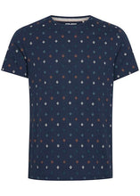 Load image into Gallery viewer, Navy patterned t-shirt front.
