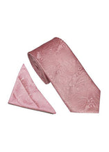Load image into Gallery viewer, Paisley Tie &amp; Pocket Square Set Baby Pink
