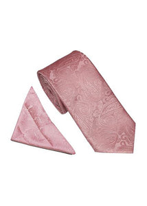 Paisley Tie & Pocket Square Set Baby Pink