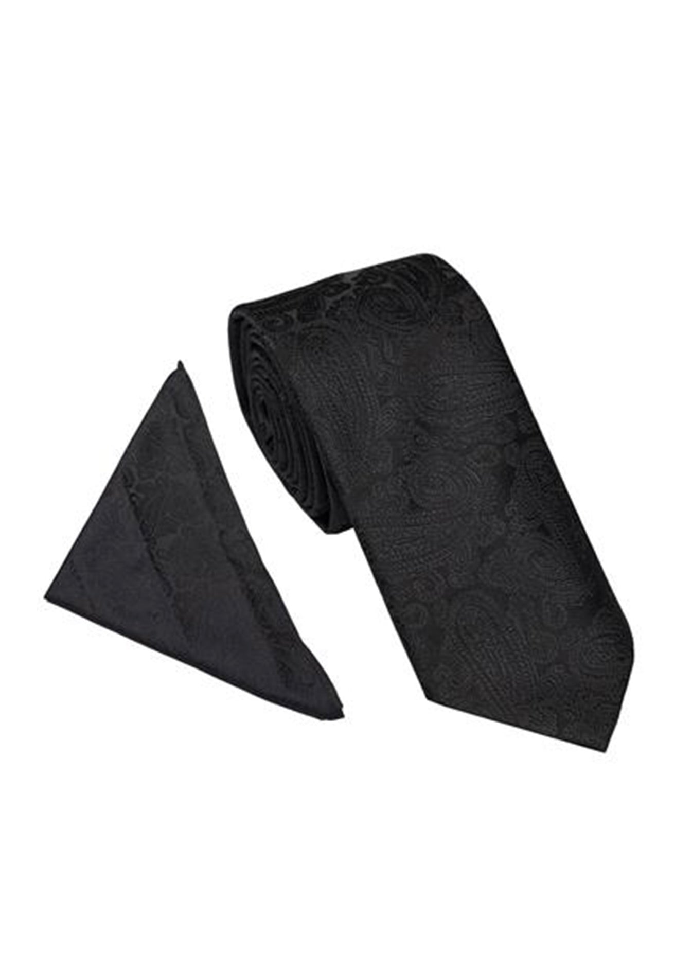 Paisley Tie & Pocket Square Set Black