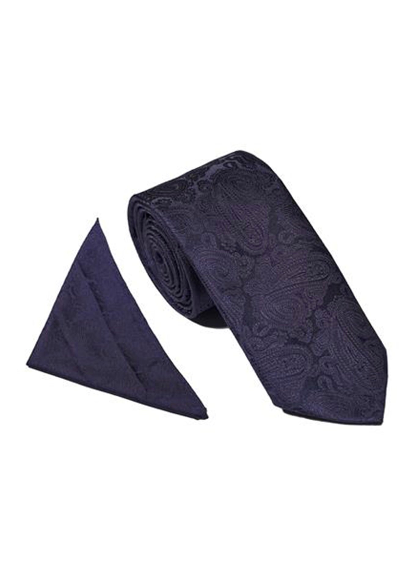 Paisley Tie & Pocket Square Set Navy