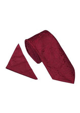 Load image into Gallery viewer, Paisley Tie &amp; Pocket Square Set Red
