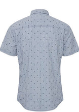 Load image into Gallery viewer, Palm shirt pastel blue full back photograph.
