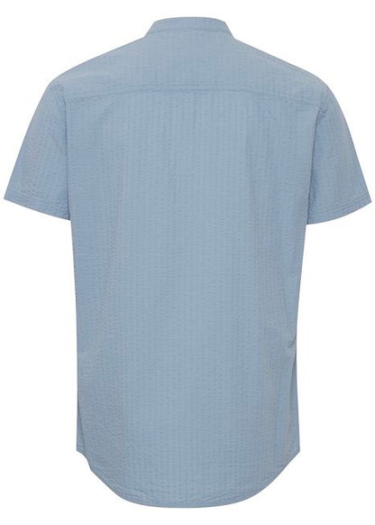 Short-Sleeved Puckered Shirt Pale Blue