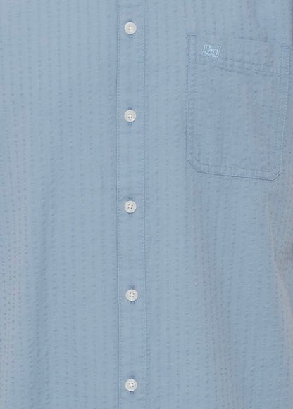 Short-Sleeved Puckered Shirt Pale Blue