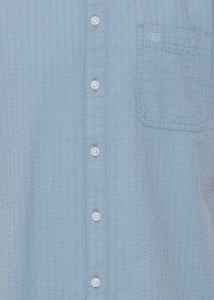 Short-Sleeved Puckered Shirt Pale Blue