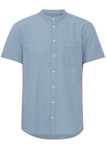 Short-Sleeved Puckered Shirt Pale Blue