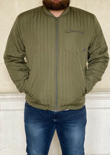Load image into Gallery viewer, Quilted Jacket Dusty Olive. Lightweight quilted jacket.  Two external press stud fasten pockets &amp; zipped chest pocket.
