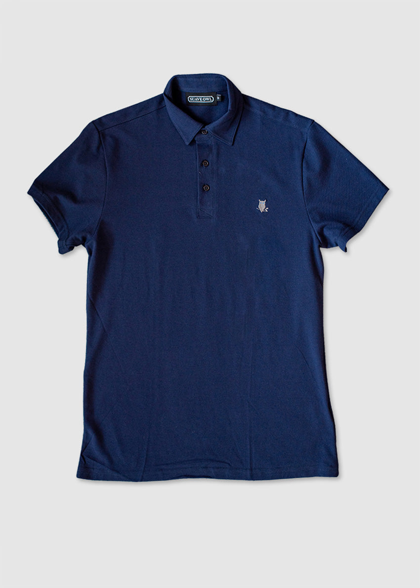 SUAVE OWL Polo Shirt Navy Pique Short Sleeve