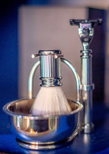 Load image into Gallery viewer, Silver Shaving Set with Bowl
