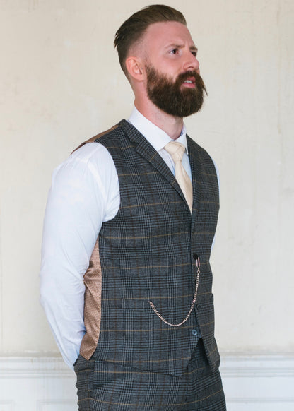 Skopes Leahy Brown Checked Waistcoat