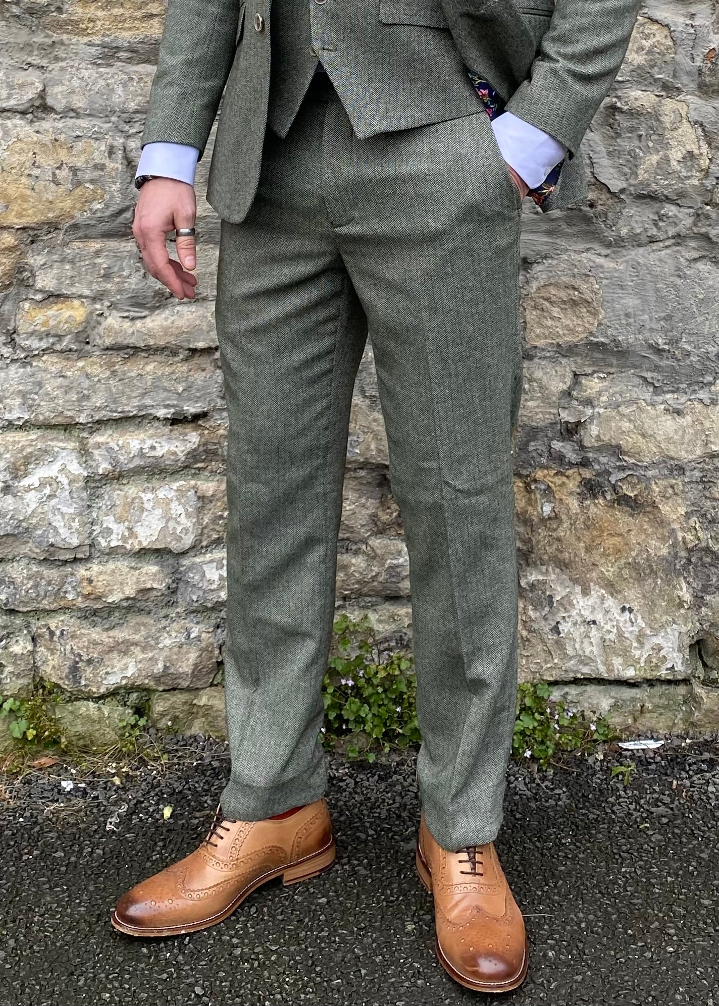 Skopes Sage Herringbone Suit Trousers