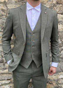 Skopes Sage Herringbone Suit Jacket & Waistcoat